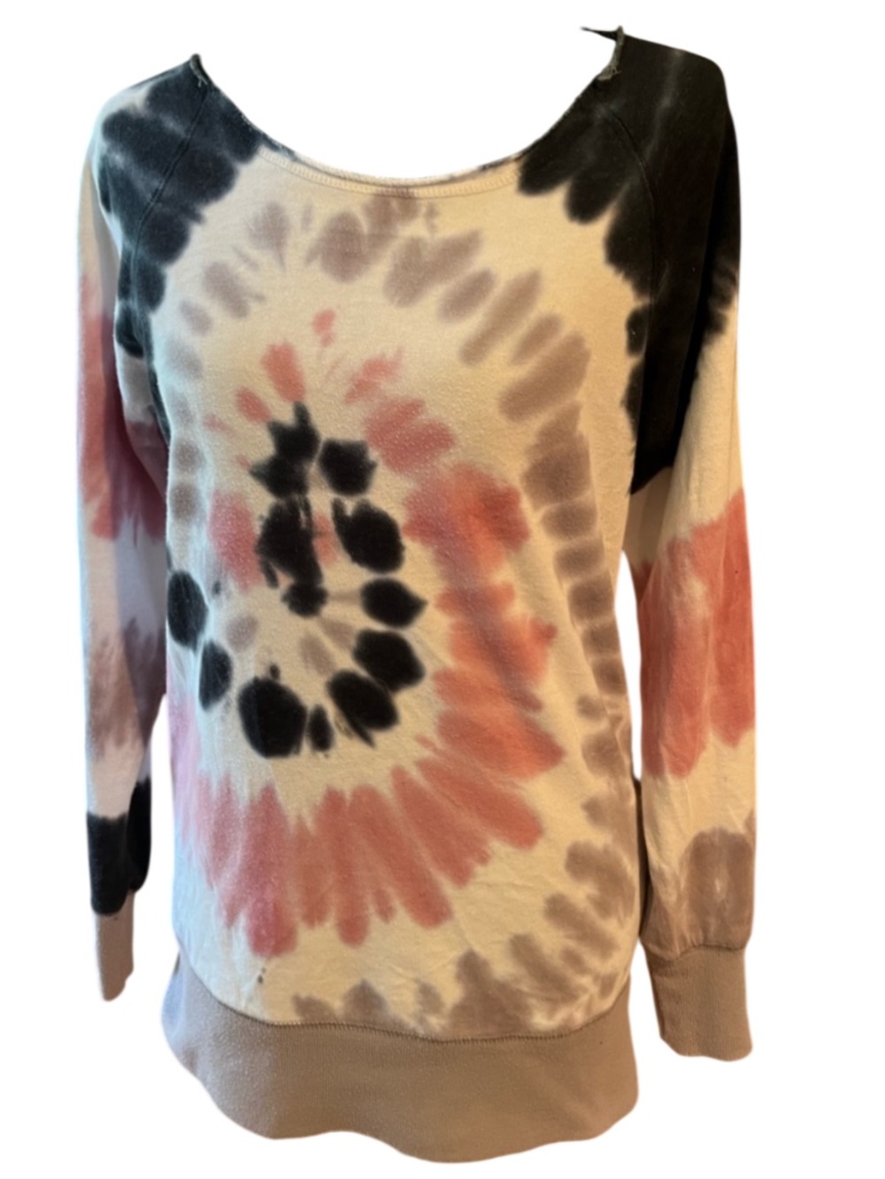Chance or Fate Tie-Dye Crewneck Sweater in Pink, Black & Gray